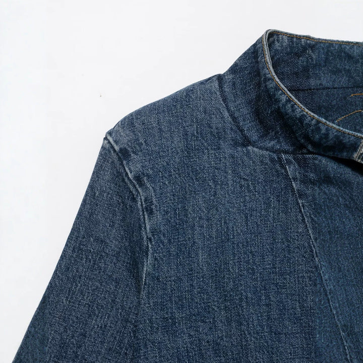 Damen Cropped Denim Cape‑Jacke mit Stehkragen, kastiger Silhouette und 3/4‑Ärmeln Drune