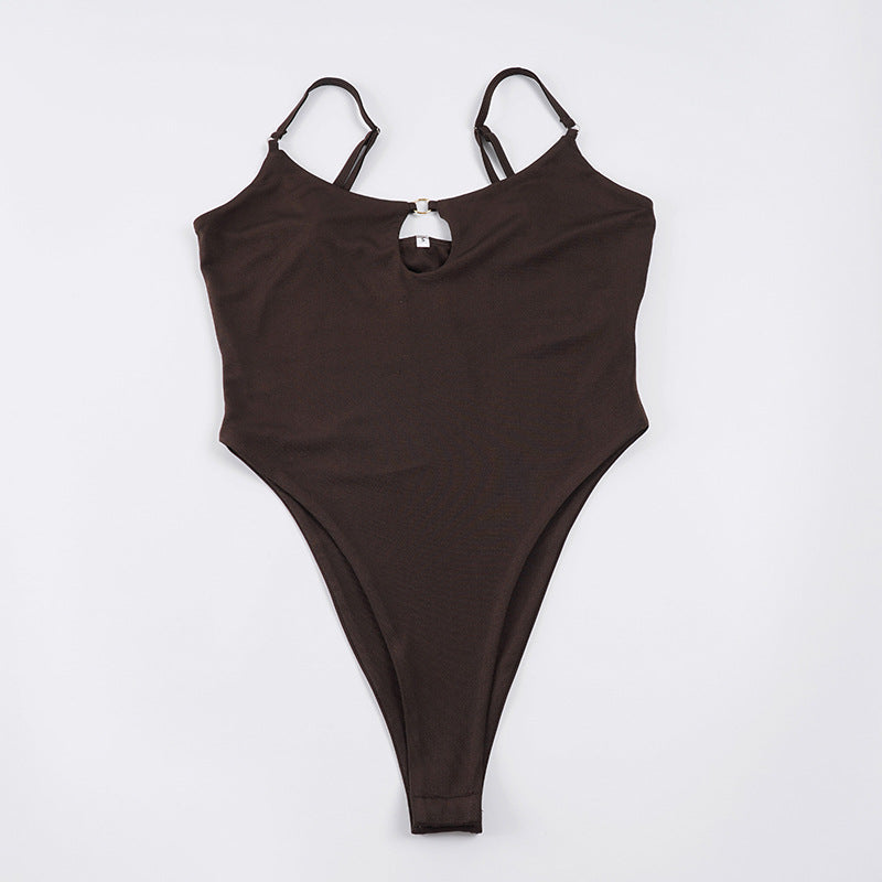 Damen One-Shoulder Badeanzug mit raffiniertem Ausschnitt und verstellbaren Trägern Drune