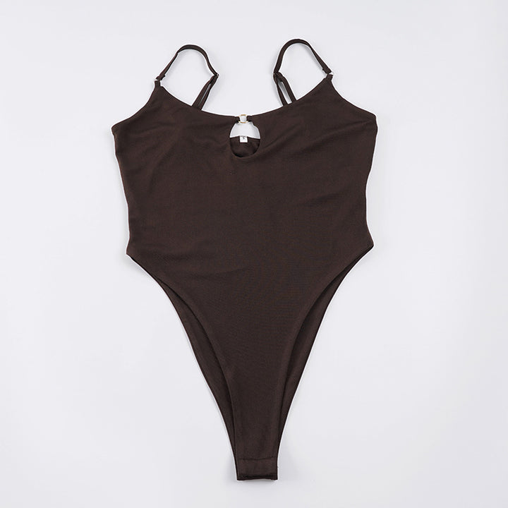 Damen One-Shoulder Badeanzug mit raffiniertem Ausschnitt und verstellbaren Trägern Drune