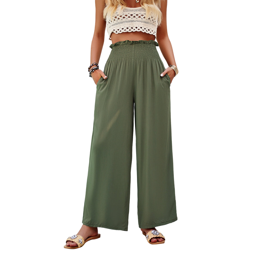 Damen Weite Sommerhose mit elastischem Bund und Volantdetails Drune