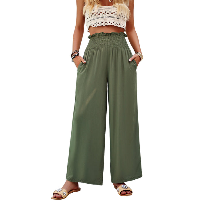 Damen Weite Sommerhose mit elastischem Bund und Volantdetails Drune