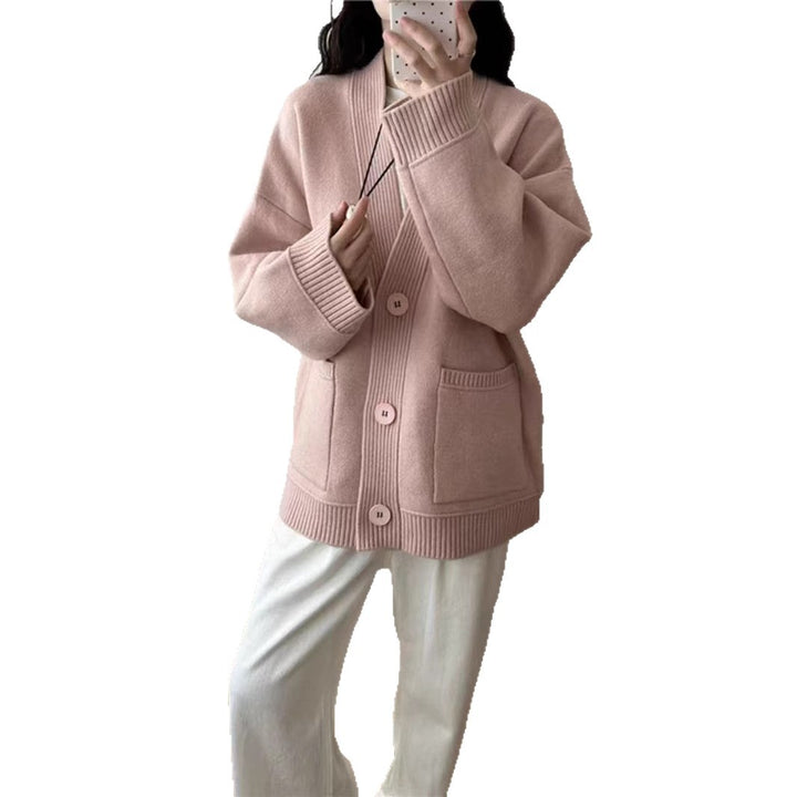 Damen lässiger Strickcardigan mit tiefen Taschen und modernen Knopfdetails Drune