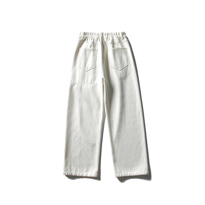 Damen Hochtaillierte weite Bundfaltenhose mit geradem Bein und Eingrifftaschen Drune