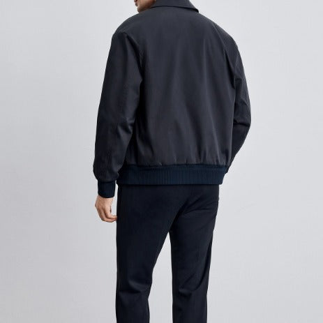 Herren klassische Harringtonjacke mit Rippsaum und verdecktem Reißverschluss Drune