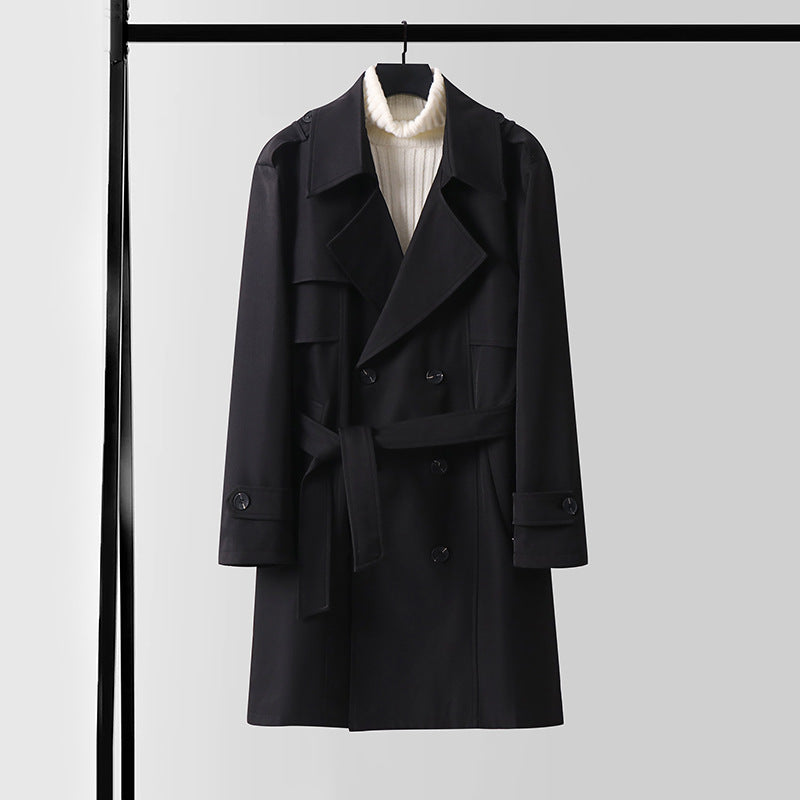 Damen Doppelreihiger Kurztrenchcoat aus leichtem Wollmix mit soften Fall und Schulterklappen Drune