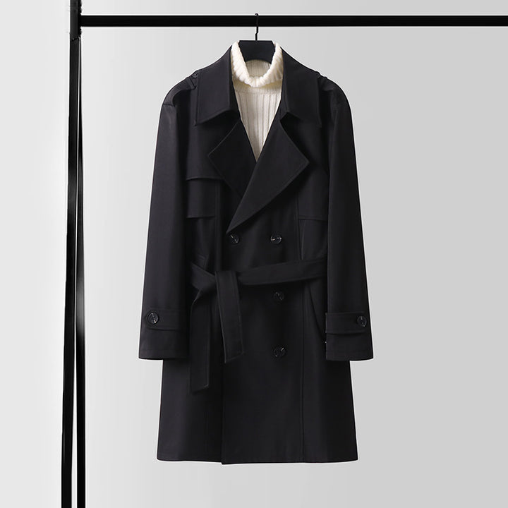 Damen Doppelreihiger Kurztrenchcoat aus leichtem Wollmix mit soften Fall und Schulterklappen Drune