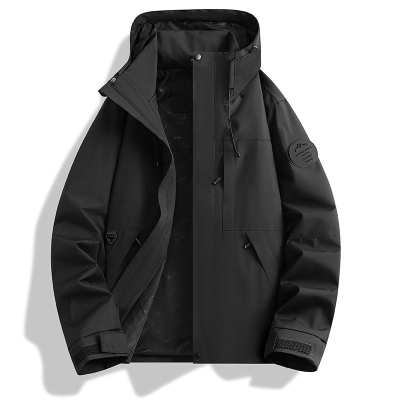 Herren Wasser- und Winddichte Softshell-Outdoorjacke mit verstellbarer Kapuze Drune