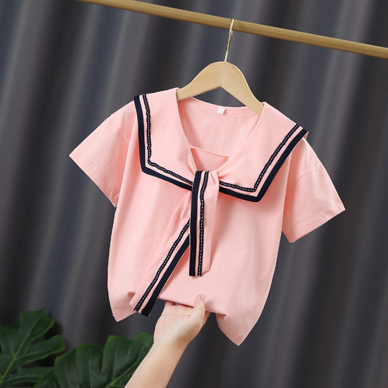 Mädchen Matrosenbluse mit modernem Kragen und Rüschendetails Drune