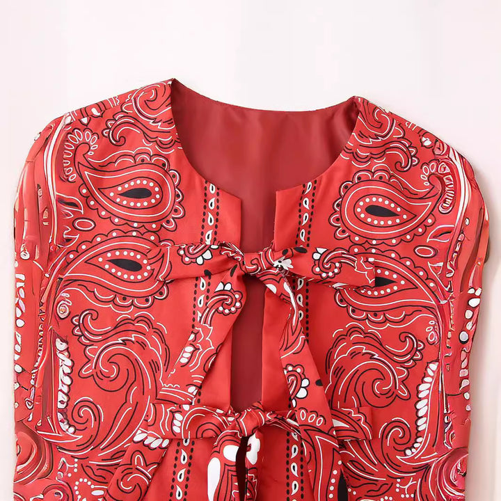 Damen nan ärmellose Bandana-Print Crop-Weste mit doppeltem Schleifenverschluss Drune