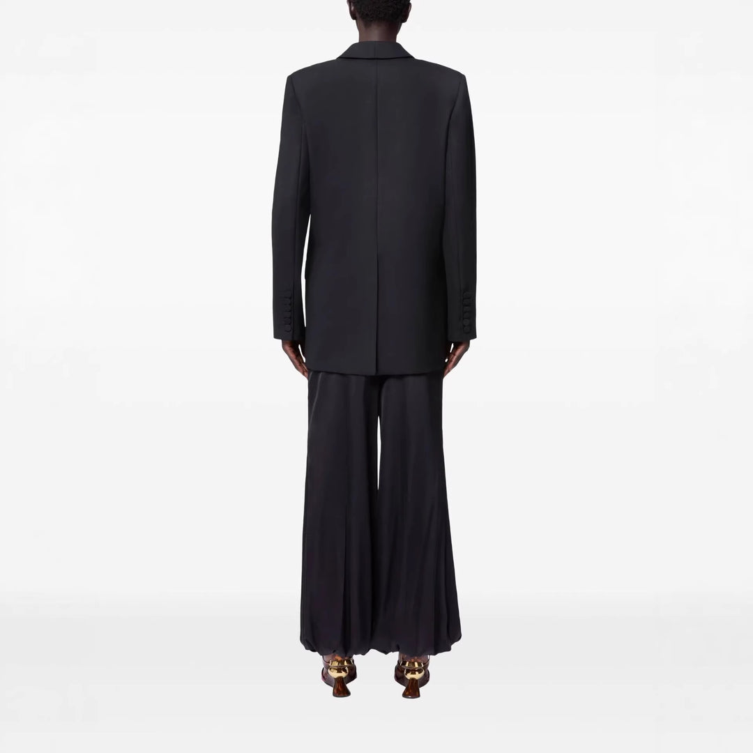 Damen Oversized Smoking-Longblazer mit tiefem Schalkragen und verlängerter Schulterlinie Drune