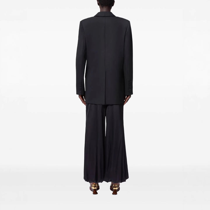 Damen Oversized Smoking-Longblazer mit tiefem Schalkragen und verlängerter Schulterlinie Drune
