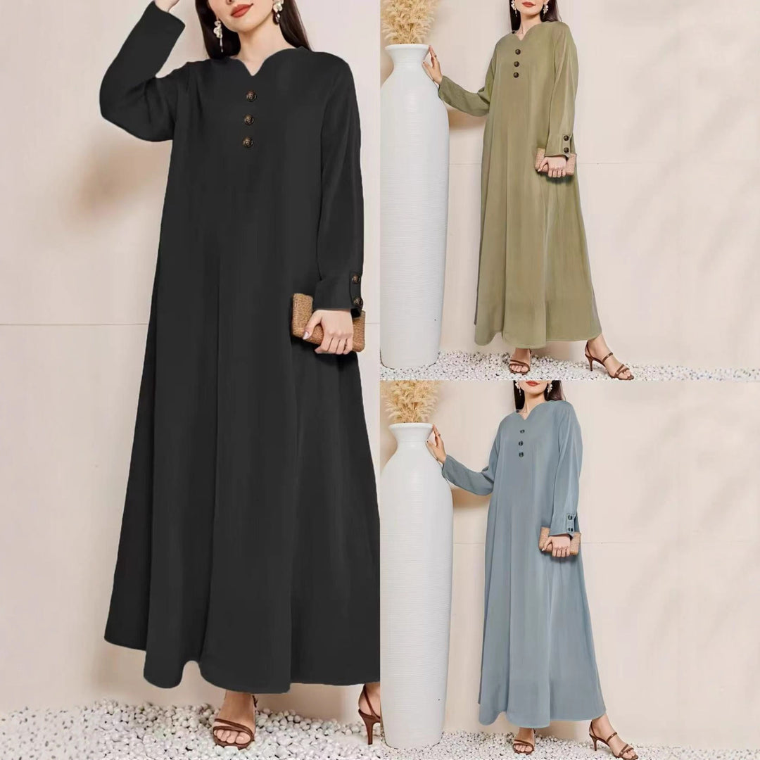 Damen Maxikleid mit eleganter Knopfleiste Drune