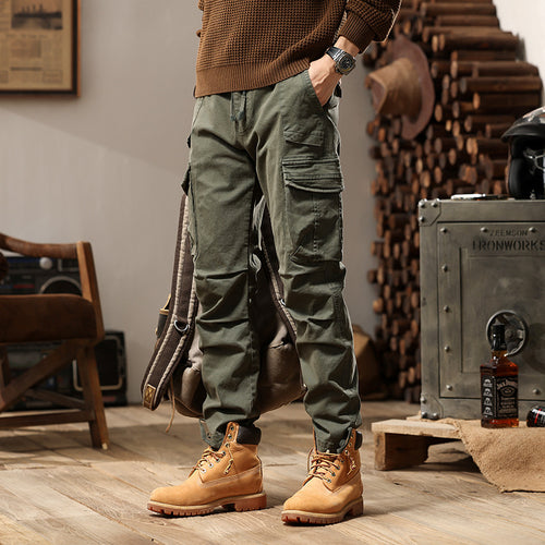 Herren Tactical Cargo-Hose mit Knöchelstulpen und Mehrfachtaschen Drune
