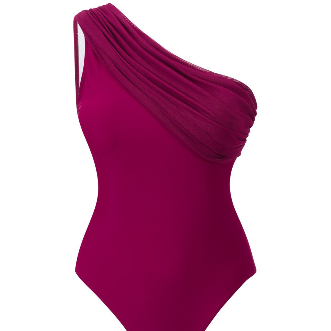 Damen elegantes One-Shoulder Badeanzug Set Drune