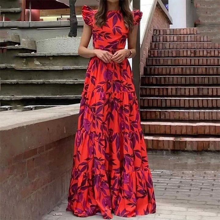 Damen Maxikleid mit Rüschendetails und floralem Design Drune
