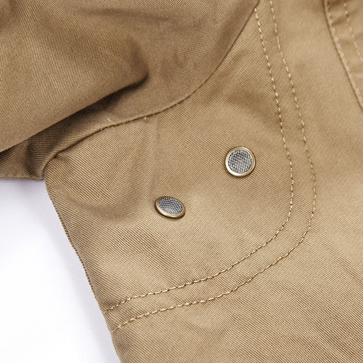Herren Casual-Canvas-Sakko im Worker-Blouson-Stil mit Hemdkragen und aufgesetzten Taschen Drune
