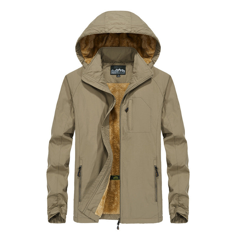 Herren Winddichte Softshell-Kapuzenjacke mit thermischer Teddyfutter-Innenlage Drune