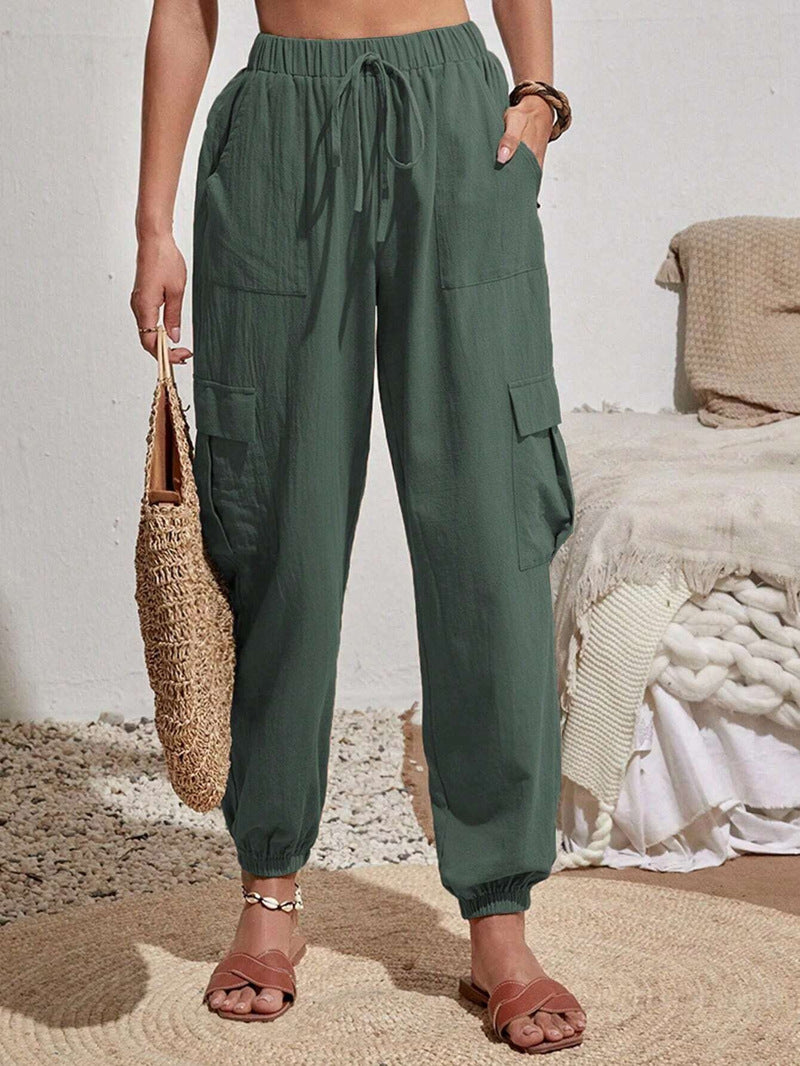 Damen lässige Cargo-Hose mit elastischem Bund und praktischen Taschen Drune