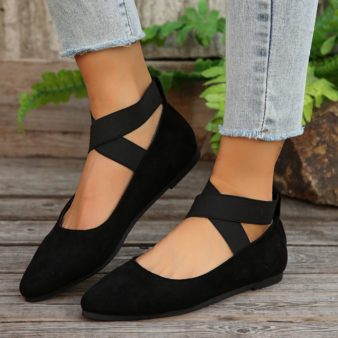 Damen elegante und bequeme Ballerinas mit verstellbarem Riemen Drune