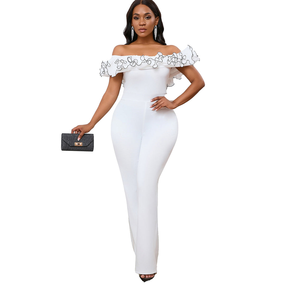 Damen Jumpsuit mit voluminösem Rüschenkragen und elegantem Schnitt Drune