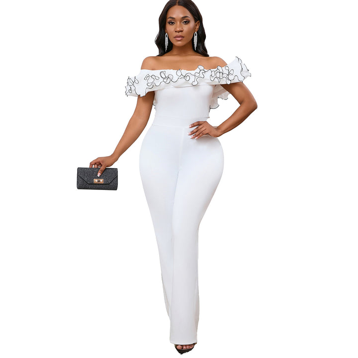 Damen Jumpsuit mit voluminösem Rüschenkragen und elegantem Schnitt Drune