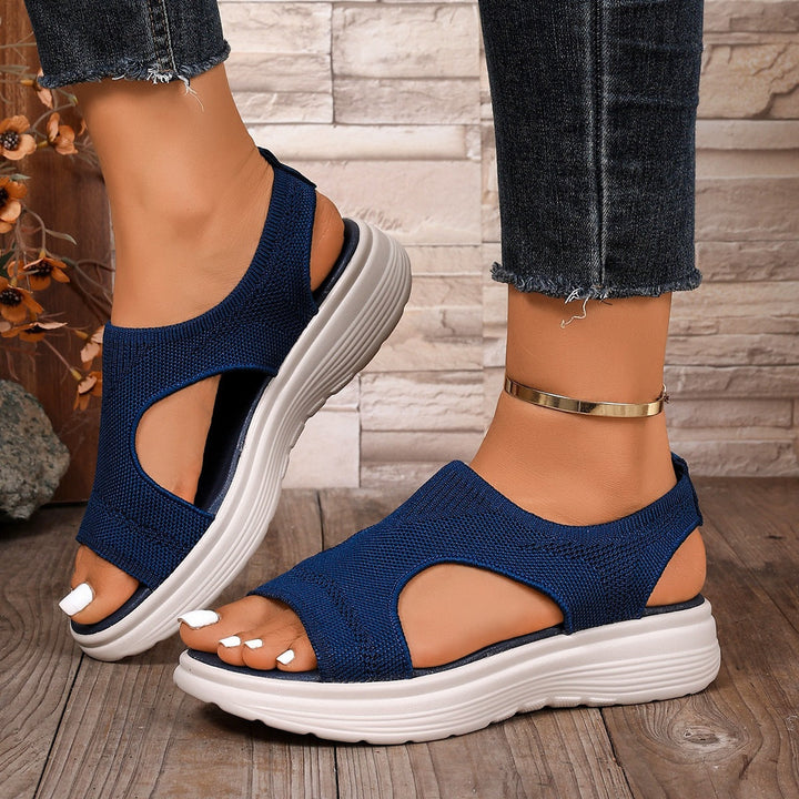 Damen Komfortable Keilsandalen mit atmungsaktiver Obermaterialstruktur und flexiblem Fußbett Drune