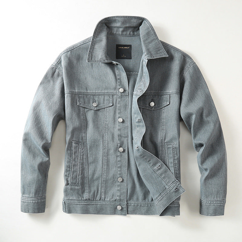Herren Jeansjacke mit klassischem Schnitt und leichtem Vintage-Wash Drune
