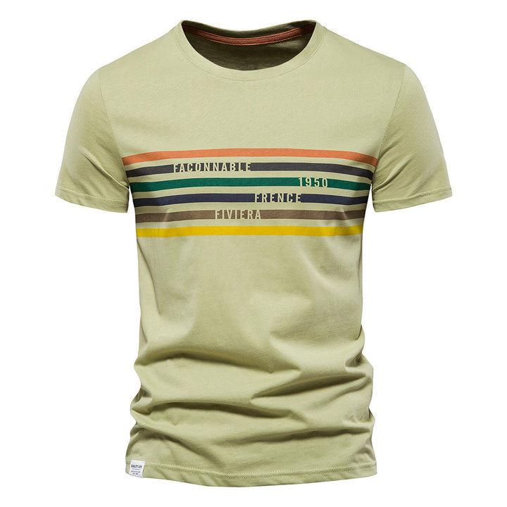 Herren T-Shirt mit modernem Streifendruck und weichem Stoffmaterial Drune