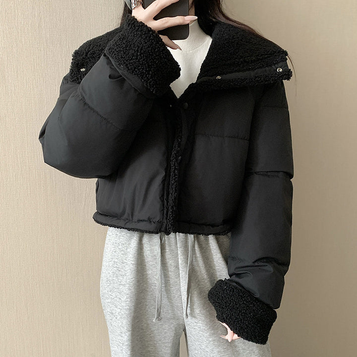 Damen nan kurze wattierte Jacke mit hochschließendem Schalkragen und Teddybündchen Drune