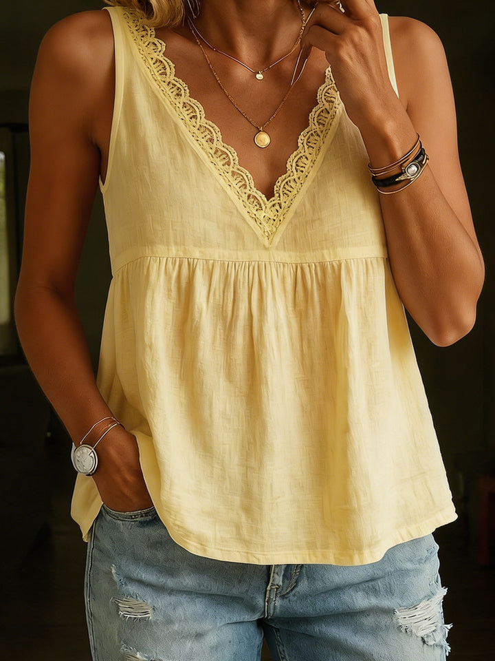 Damen lässige Bluse mit Spitzenbesatz Drune