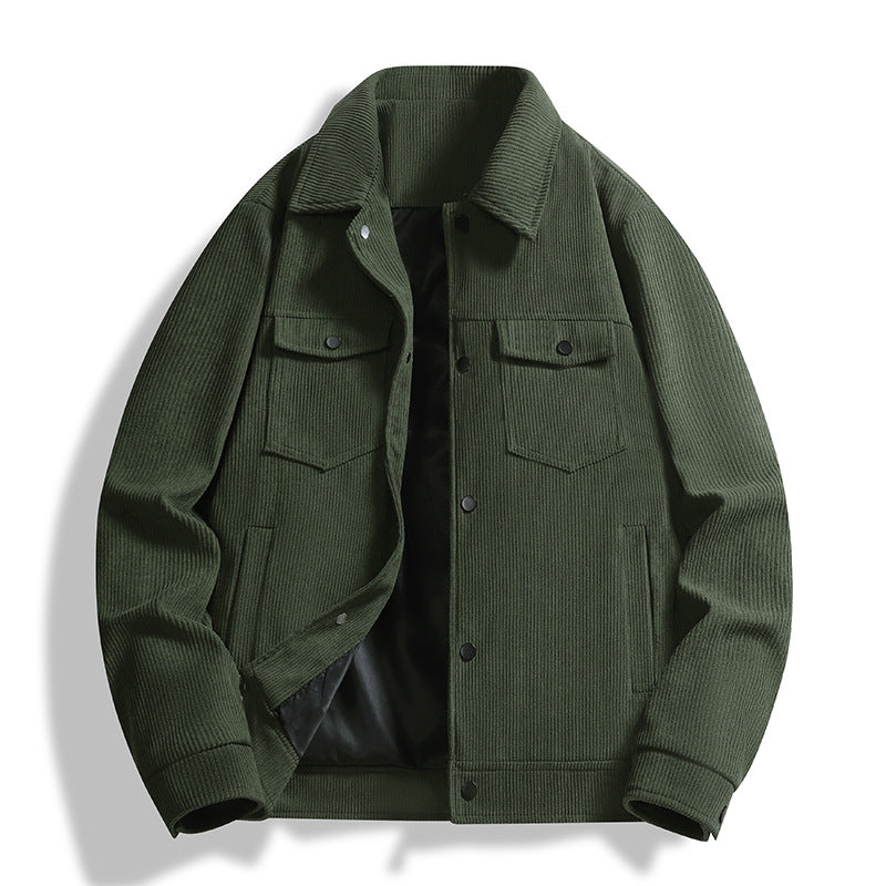 Herren Strukturierte Overshirt-Jacke mit wattierter Innenfütterung und Druckknopfblende Drune