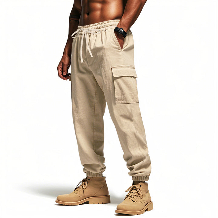 Herren Utility-Cargo-Jogger mit elastischem Bund, Kordelzug und großem Seitentaschen‑Panel Drune
