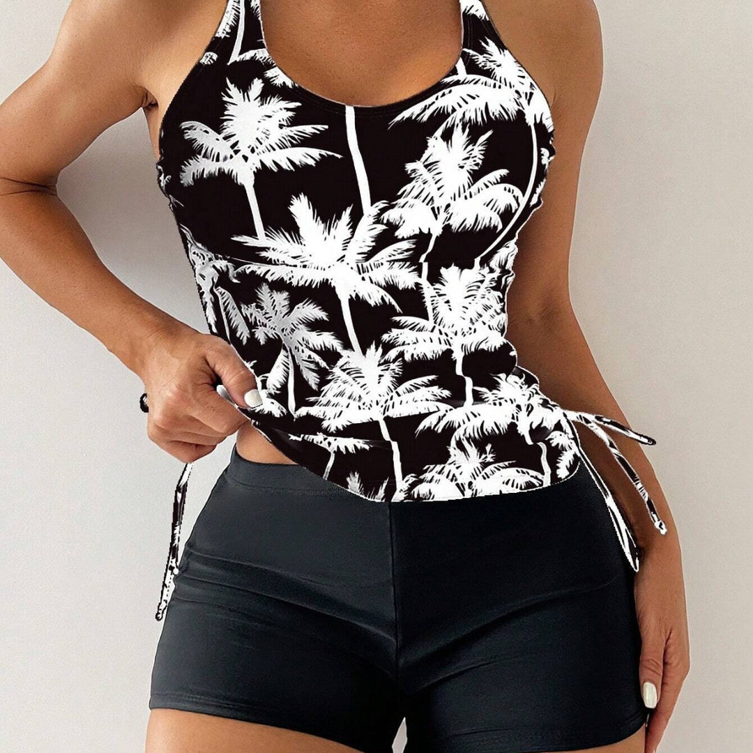 Damen Sportliches Tankini-Set mit verstellbaren Seitenschnüren Drune
