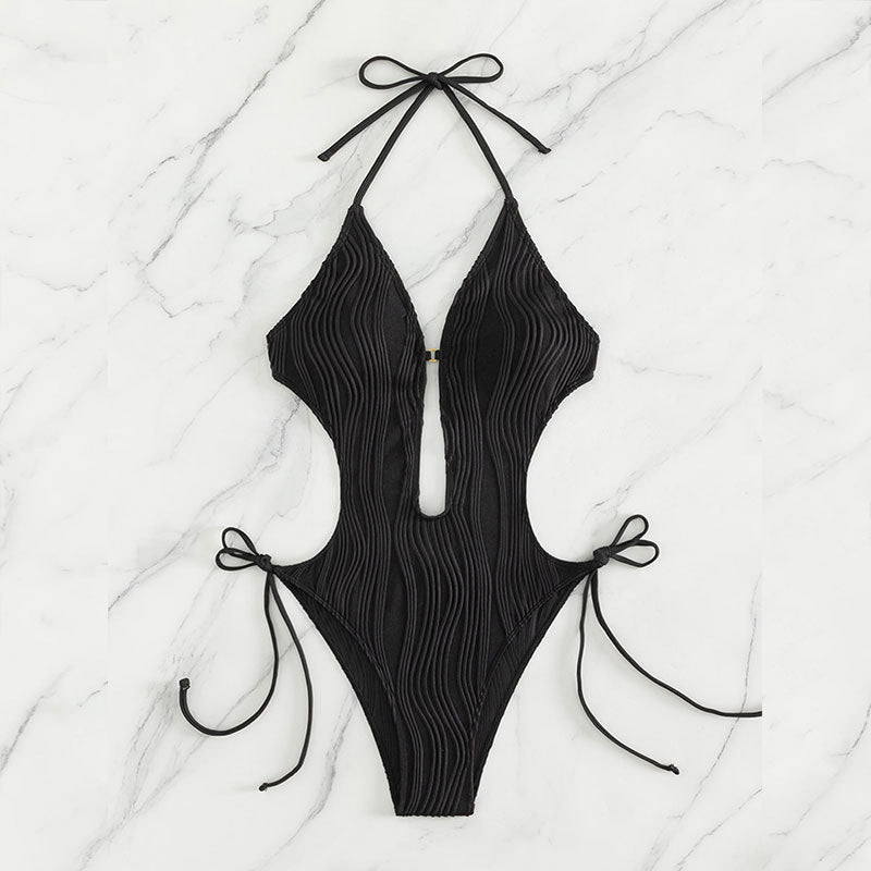 Damen Einteiler Badeanzug mit Raffinierten Cut-Out Details Drune