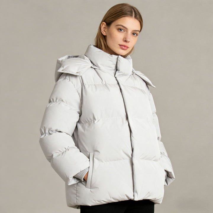 Damen Gefütterte Oversized-Steppjacke mit Kapuze und hohem Stehkragen Drune