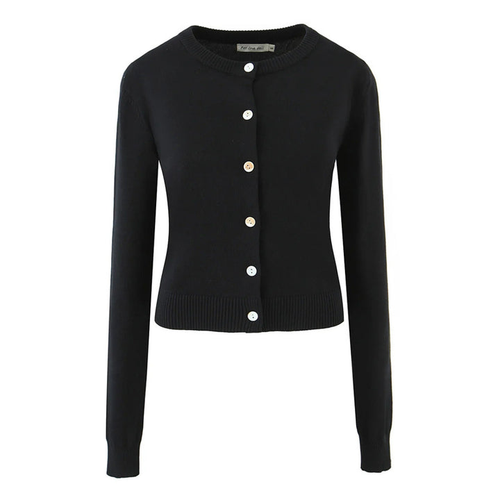 Damen langlebige Strickjacke mit Knopfverschluss und Rundhalsausschnitt Drune