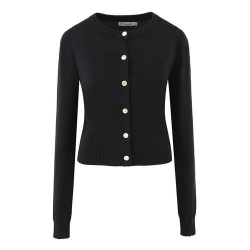 Damen langlebige Strickjacke mit Knopfverschluss und Rundhalsausschnitt Drune