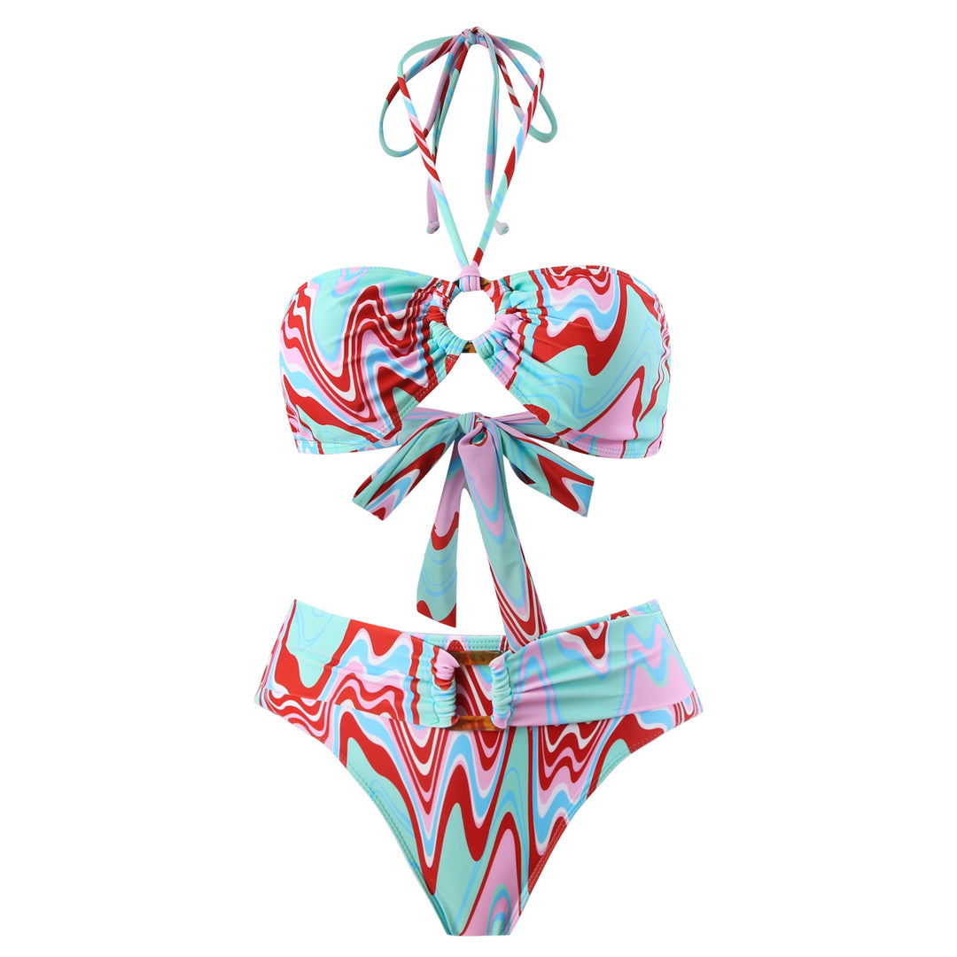 Damen Bikini-Set mit trendigem Wickelrock und faszinierendem Muster Drune