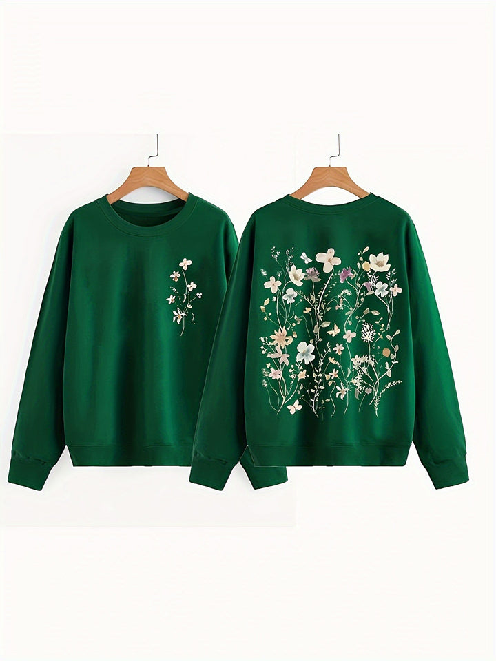 Damen Sweatshirt mit floralem Design und weichem Innenfutter Drune