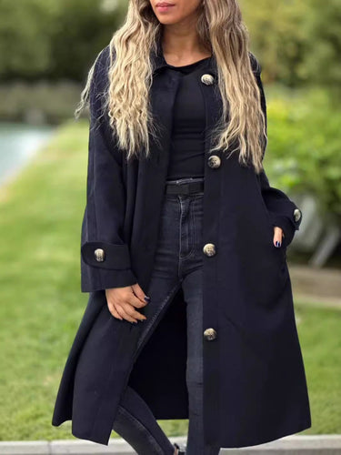 Drune | Langer Mantel - Lässige Passform - Knopfverschluss - Klassischer Windbreaker-Stil