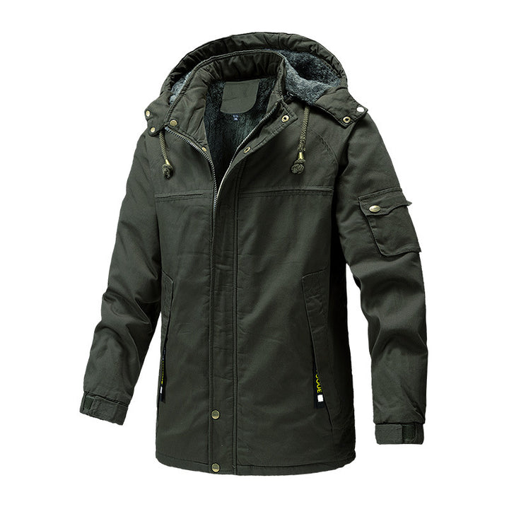 Herren Canvas-Parka mit Sherpa-Innenseite, verlängerter Schnitt und Utility-Ärmeltasche Drune