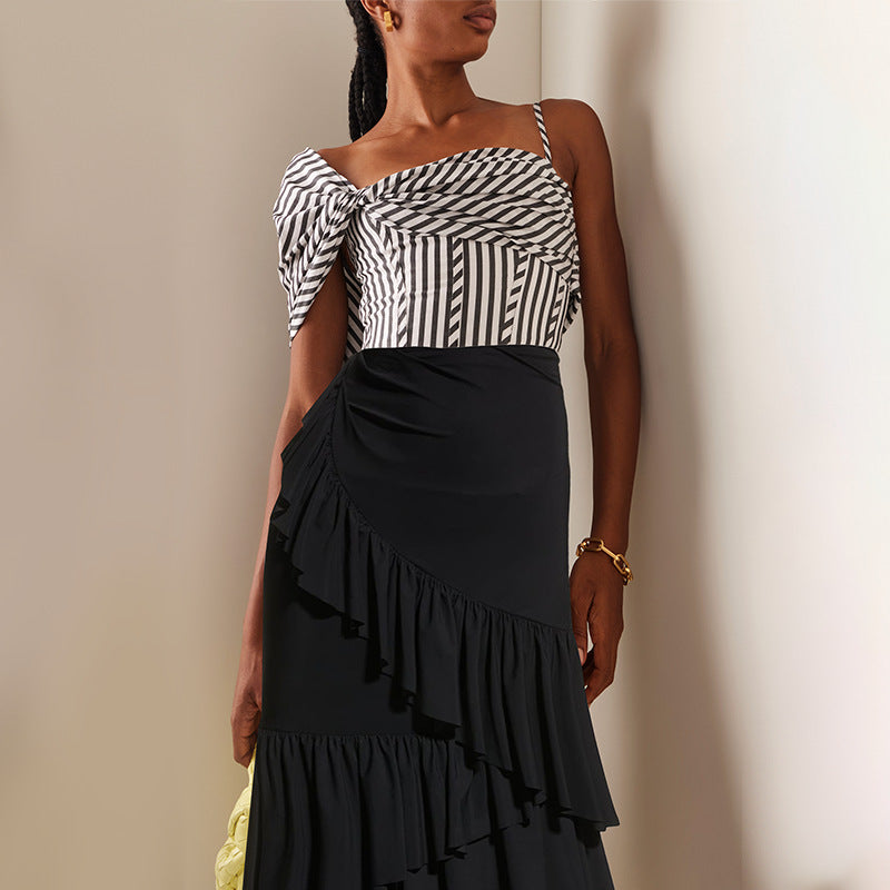 Damen One-Shoulder Badeanzug mit Volantrock Drune