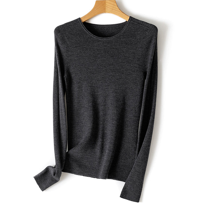 Damen Feiner Feinstrickpullover mit Rundhalsausschnitt und figurnaher Silhouette Drune