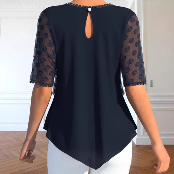 Damen Bluse mit eleganten strukturierten Details und modischem Einsatz Drune