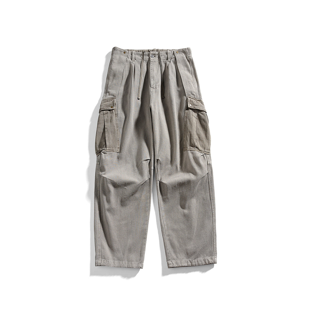 Herren Cargo-Hose mit Kordelbund, weitem Schnitt und Mehrfachtaschen Drune
