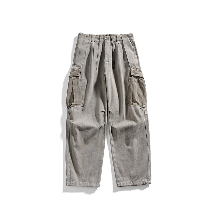 Herren Cargo-Hose mit Kordelbund, weitem Schnitt und Mehrfachtaschen Drune