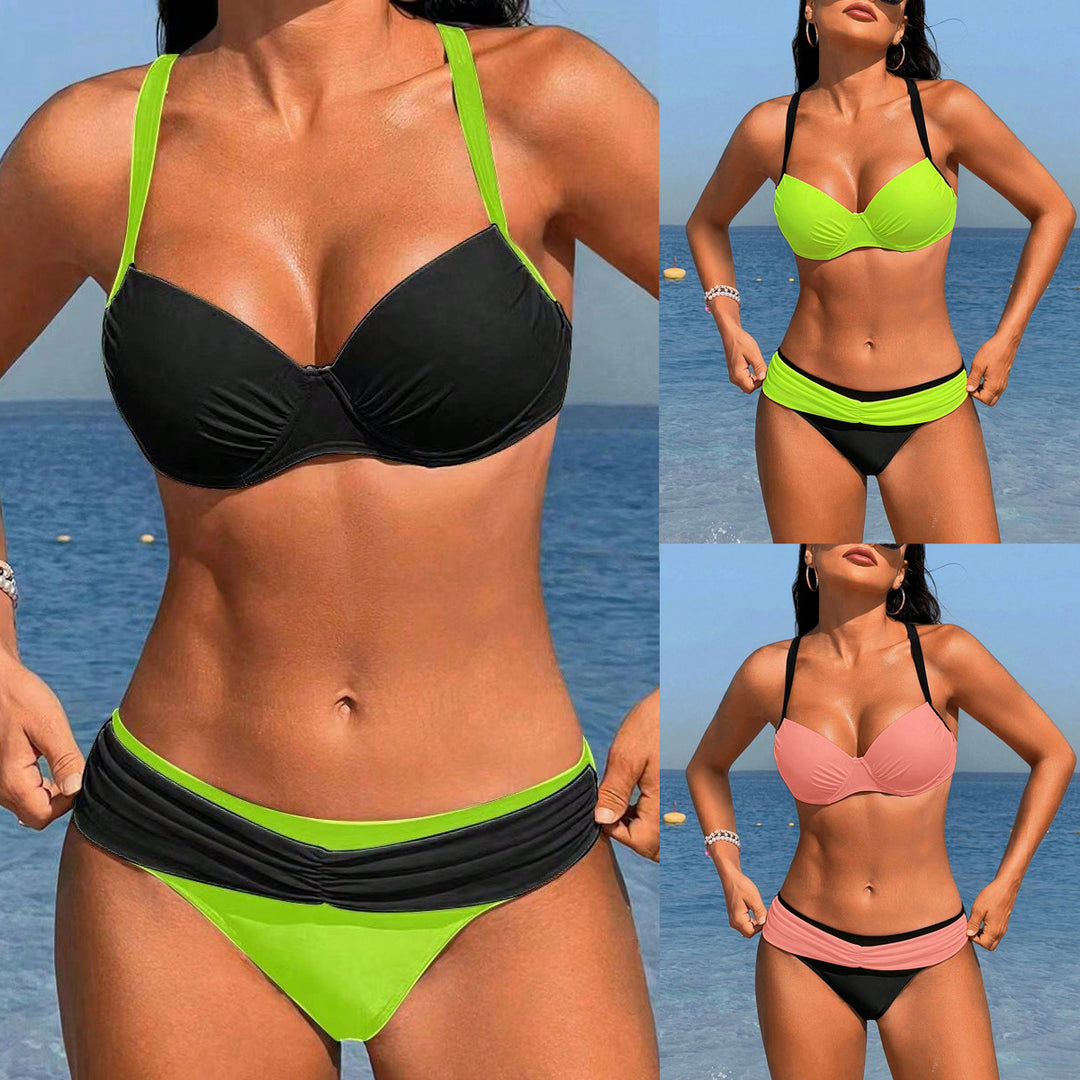 Damen Push-Up-Bikini mit verstellbaren Trägern und modischem Wickeldesign Drune