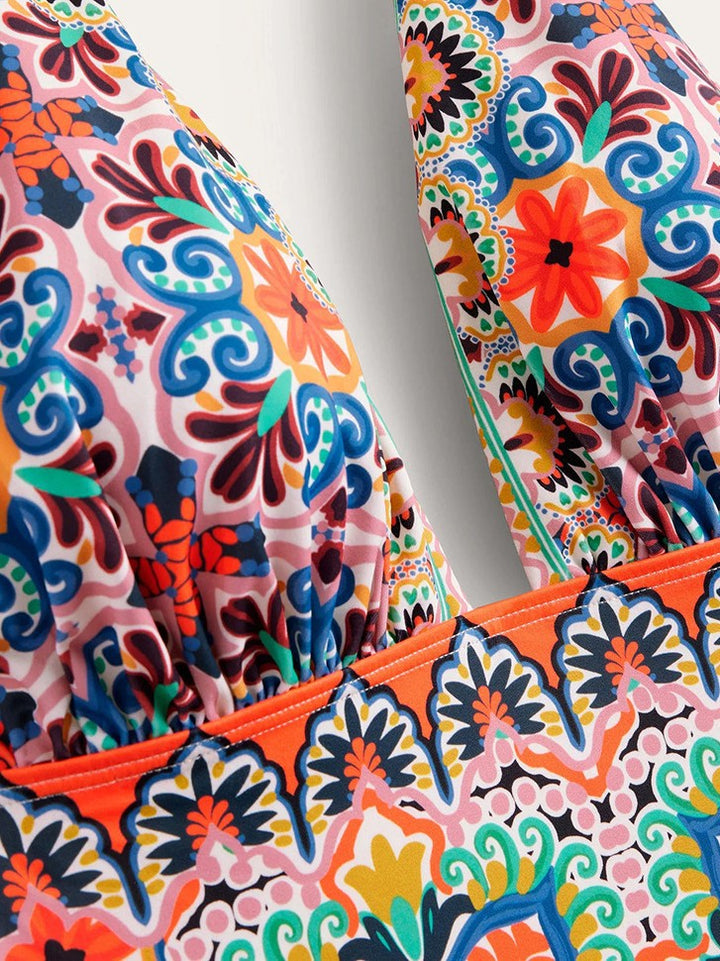 Drune | Ethnischer Print Hochgeschnittener Halter Monokini Brasilianischer Einteiler Badeanzug