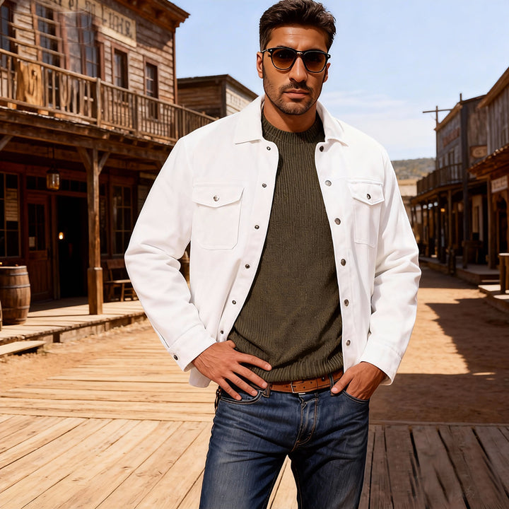Herren Kordhemdjacke im Westernstil mit aufgesetzten Brusttaschen Drune