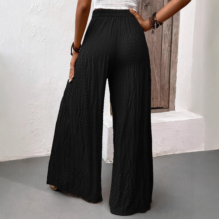 Damen elegante weite Sommerhose mit seitlichen Schlitz und Bindegürtel Drune